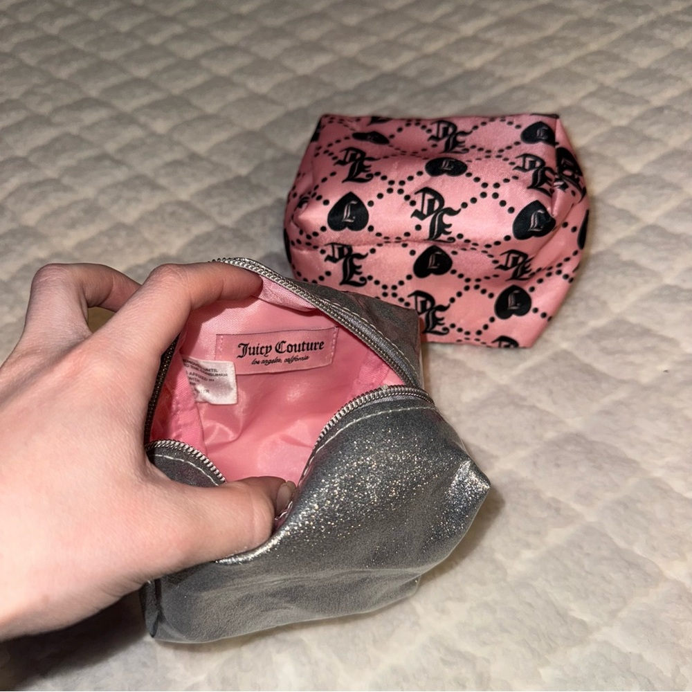 Y2K Juicy Couture Pink and Silver Bag Set with Bottle - Picture 3 of 5